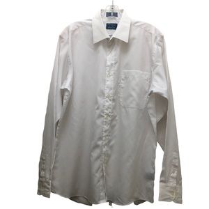 Pacewear Button Down Dress Shirt Wrinkle Resistant Men's Size:15.5 {34/35} White